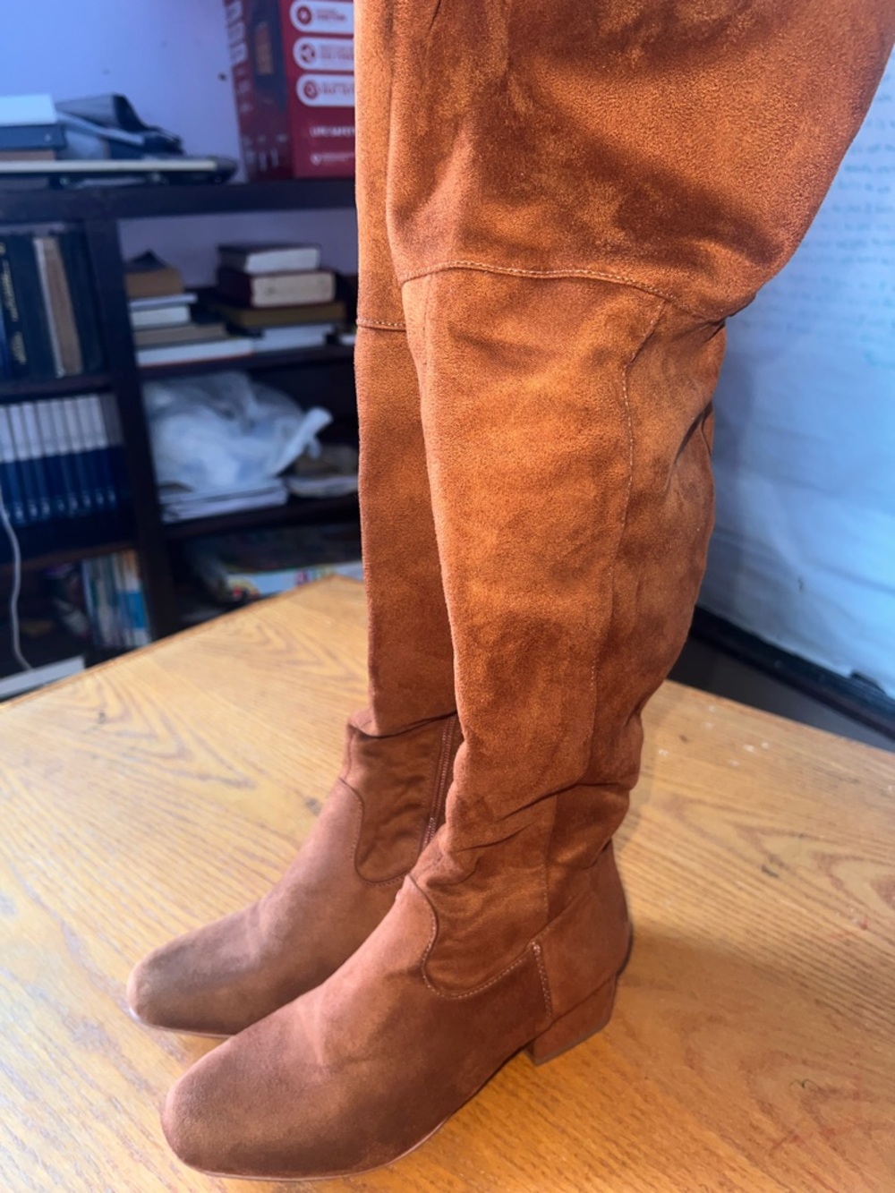Katliu Over-the-Knee Suede Boots - Chestnut Brown - Picture 8 of 9